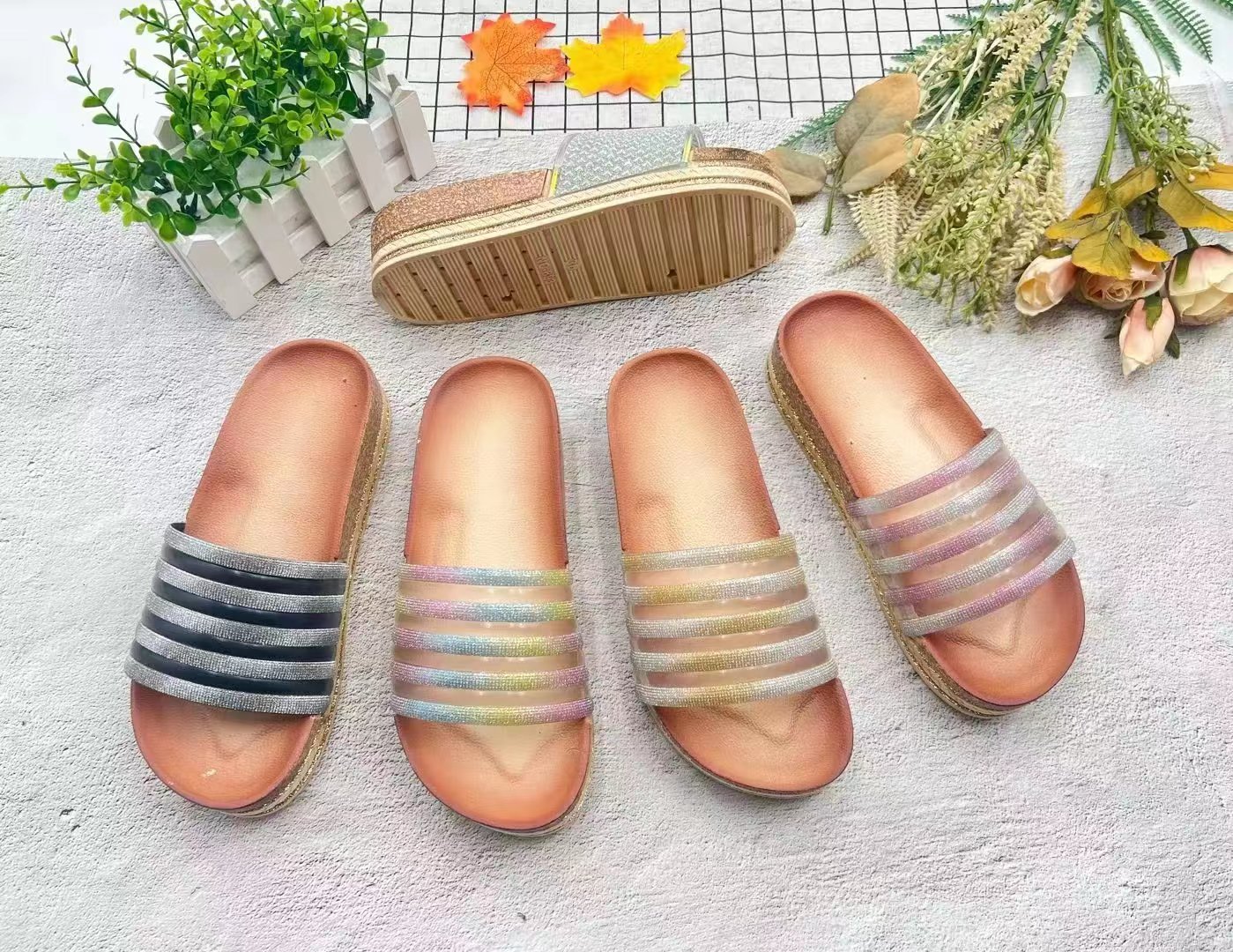Customized Waterproof Pvc Summer Color Home Bathroom Woman Casual Sandals