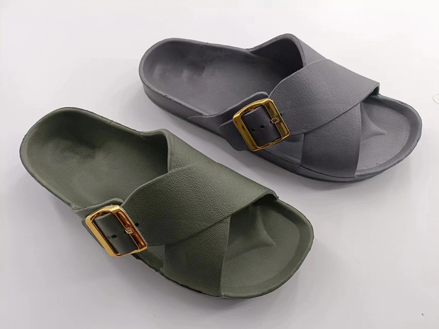 Custom Logo Casual Footwear Surface Webbing Black Men Slides EVA Slippers Sandals