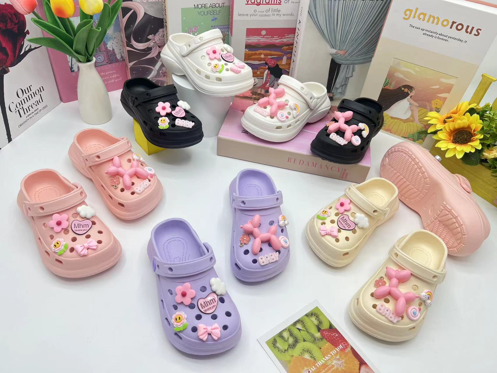 Customized Fashion Charms Cute Summer Slipper Kids EVA Garden Clogs