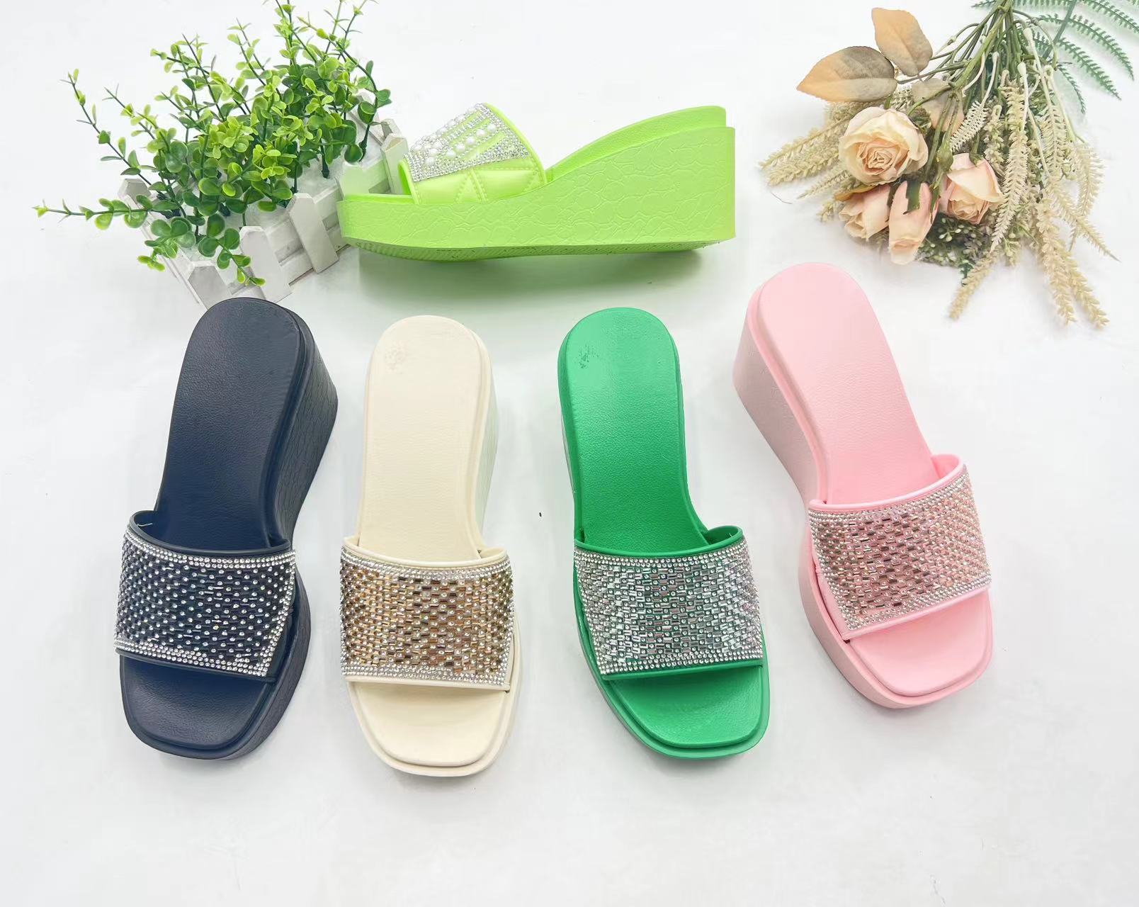 Customized Pvc Outdoor Summer Platform Heel Lady Casual Sandal Shoe 