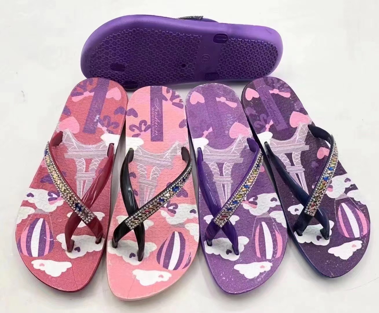 Customized PVC Printing Rubber Material Thongs Slippers Women Summer Slipper