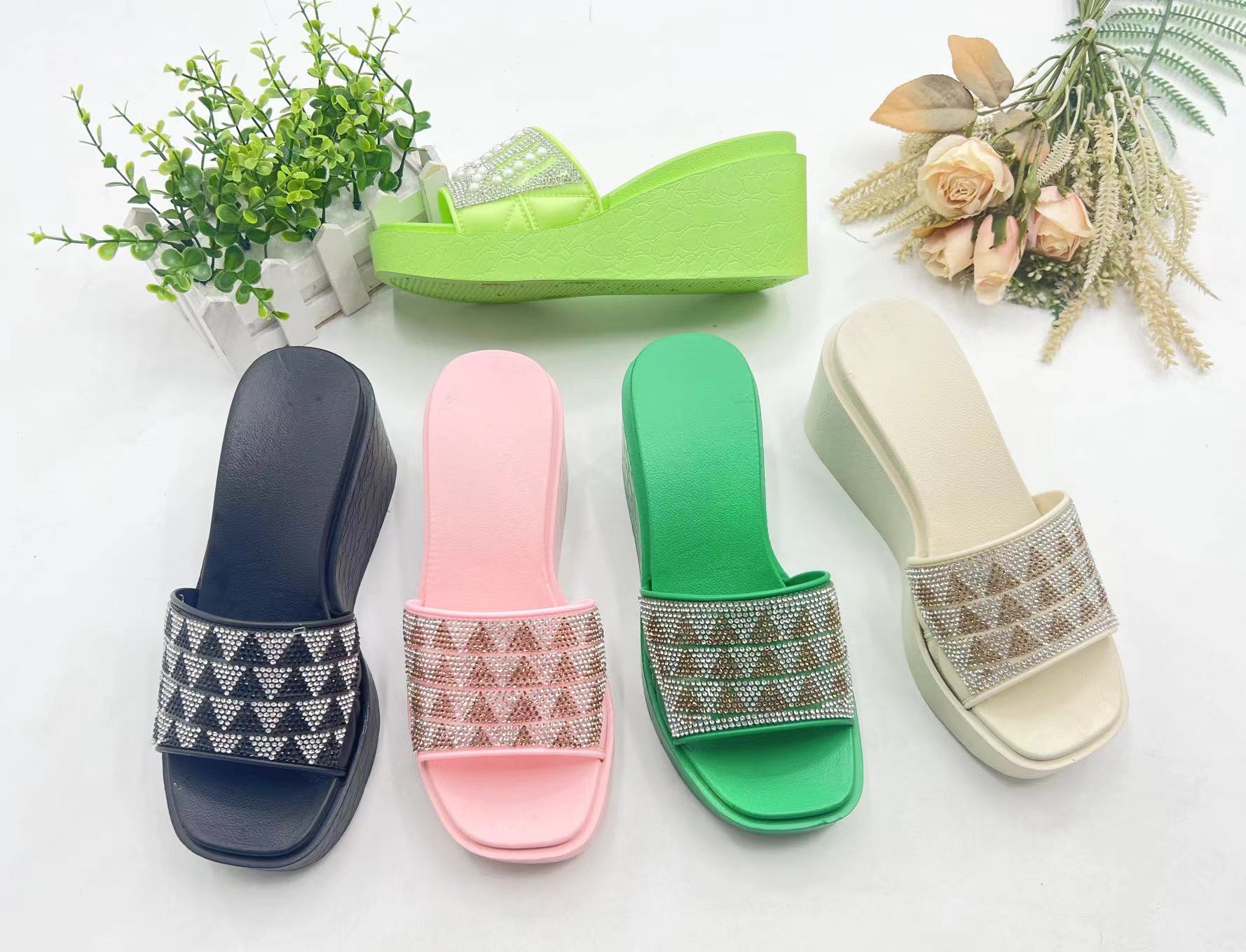 Customized Pvc Outdoor Summer Platform Heel Lady Casual Sandal Shoe 