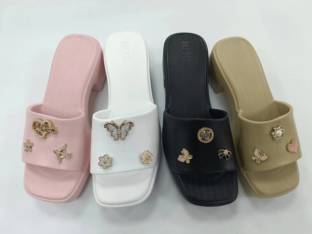 Customized High Heel Wedge Slide Fashion Sandals for Ladies Women Color Slippers