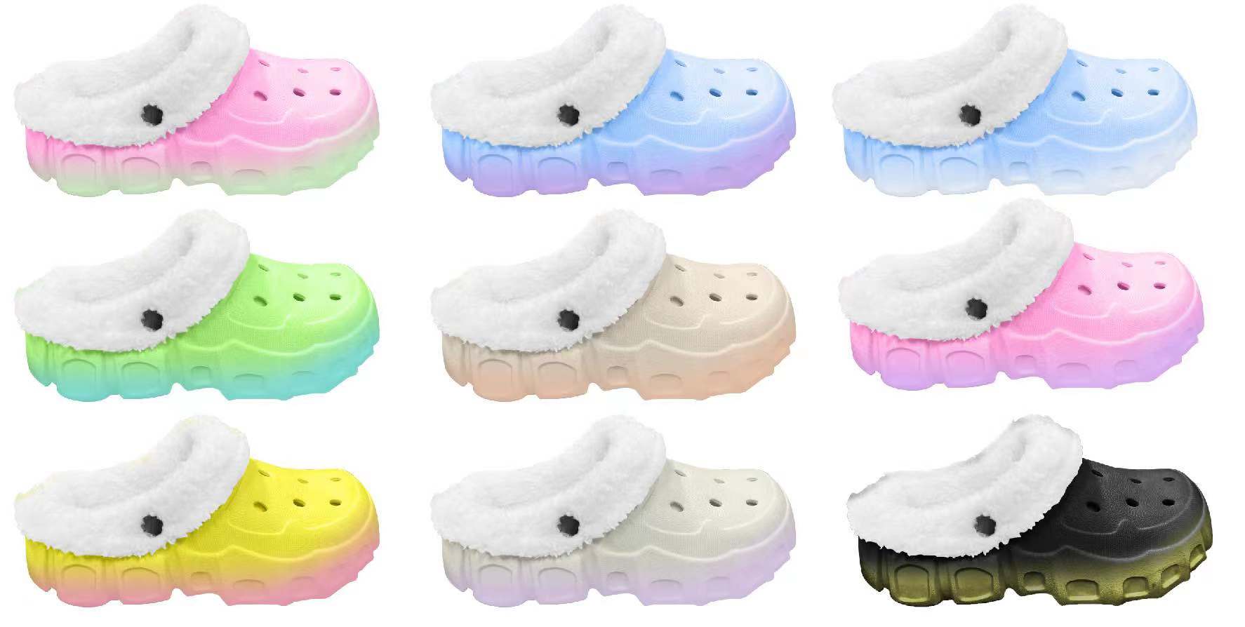 Customized Winter Thick Soled Hole Cotton Women Plush Warm Outdoor Plush Slippers