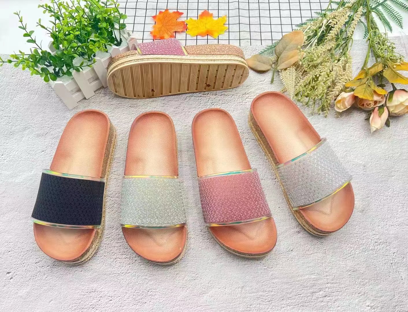 Customized Waterproof Pvc Summer Color Home Bathroom Woman Casual Sandals