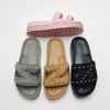 OEM Fashion Imitation Suede Upper PVC Jeweled Women Casual Sandals