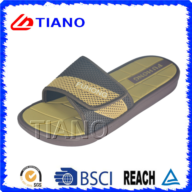 Comfortable Man Slipper with Hook &amp; Loop on Upper (TNK20017)