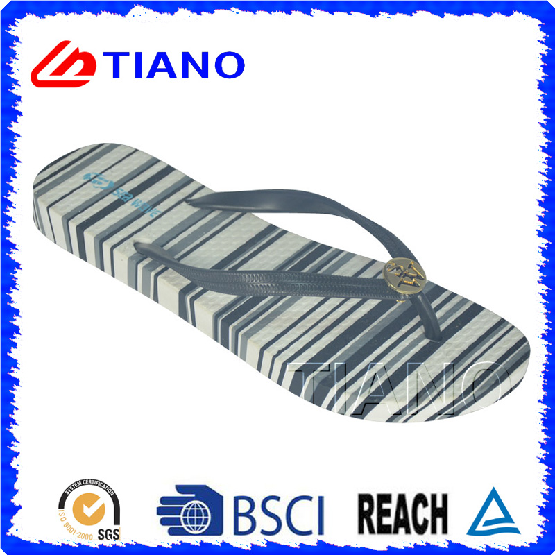 Colorful Summer Outdoor PVC Beach Slipper of Flip Flops for Lady (TNK10006-1)