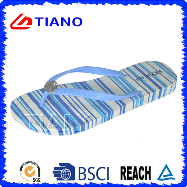 Colorful Summer Outdoor PVC Beach Slipper of Flip Flops for Lady (TNK10006-1)