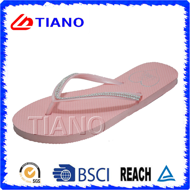 Ladies Colorful PE Flip Flops with Diamond (TNK10001)