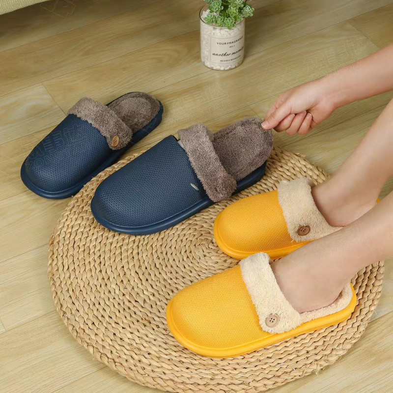 Custom Logo Home Removable Cotton Warm Slides Slippers Unisex Footwear EVA Winter Slipper For Men 
