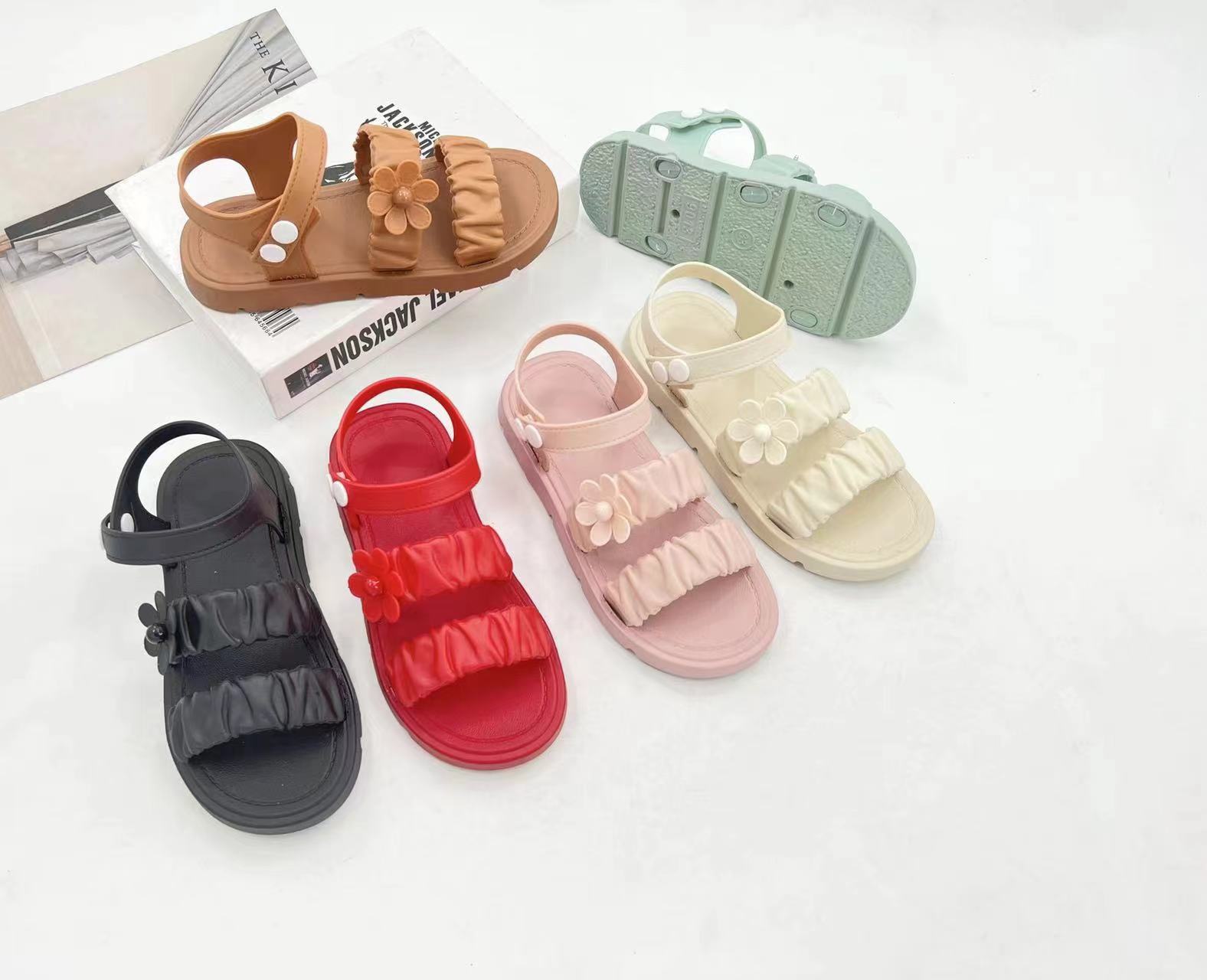 New Summer Baby Girls Fancy Sandals Flats Soft Bottom Open Toe Shoes With Flower Princess Girls Casual Beach Fashion Sandals