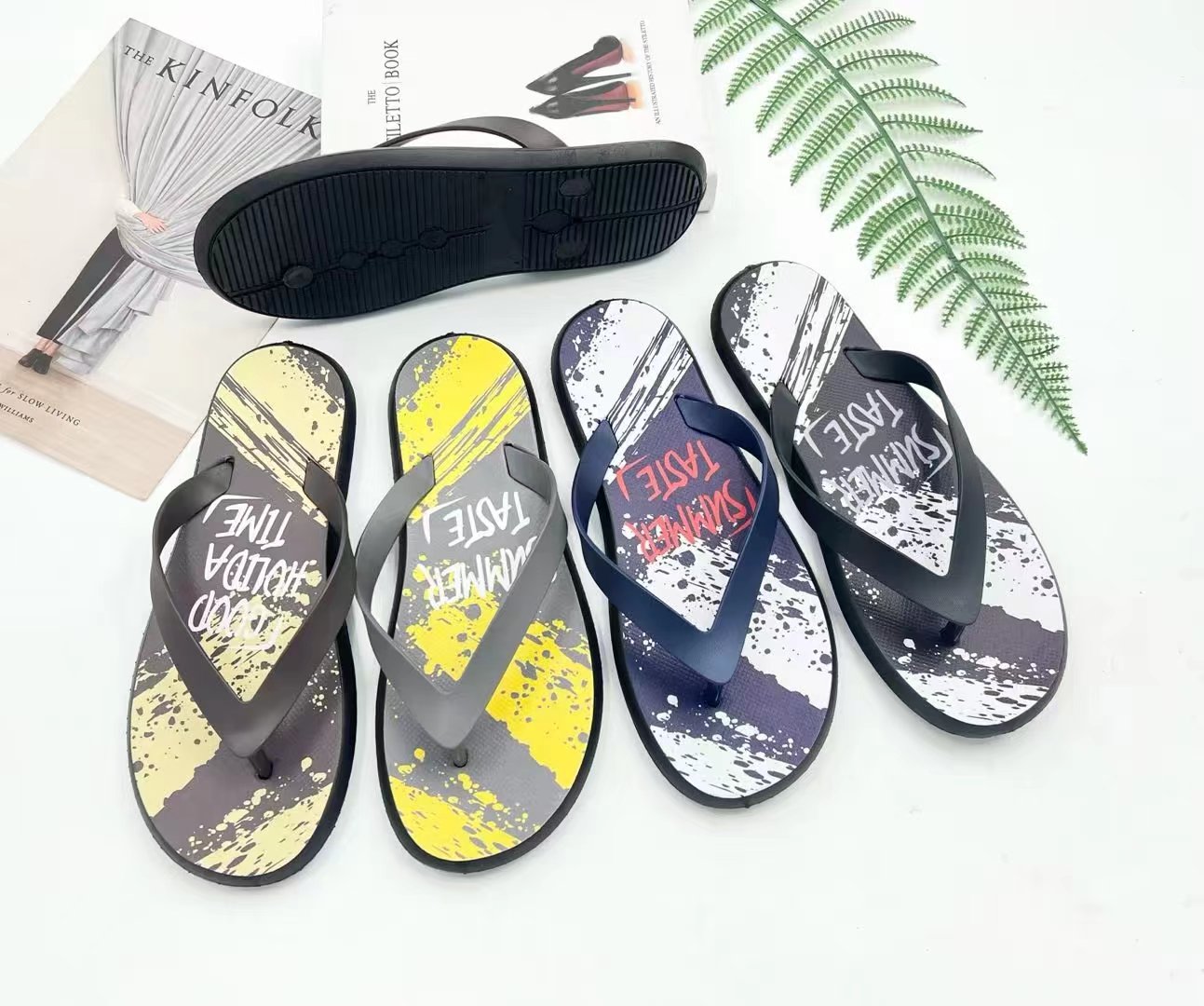 Custom Summer Beach Men Flip Flops PVC Home Slippers Men Print Flip Flops 