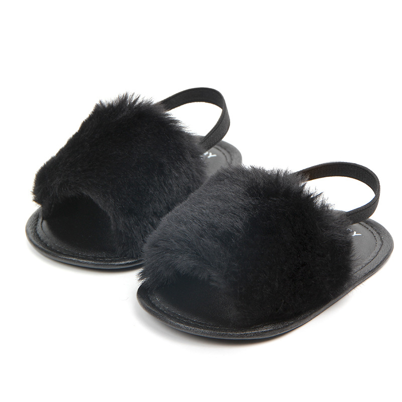 Customized Imitation Rabbit Hair Surface Children Sandals Super Soft Girl Sandals