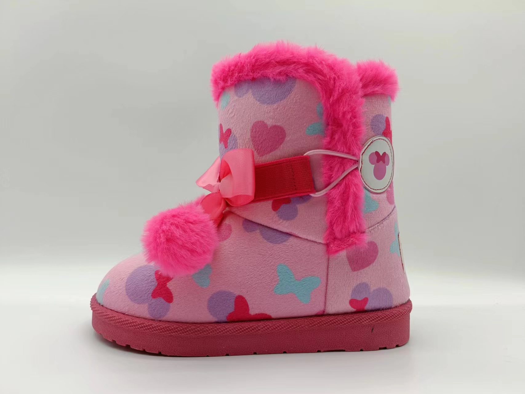 Winter Pink Thickened Kids Cotton Shoes Cartoon Minnie Girl Warm Snow Boots