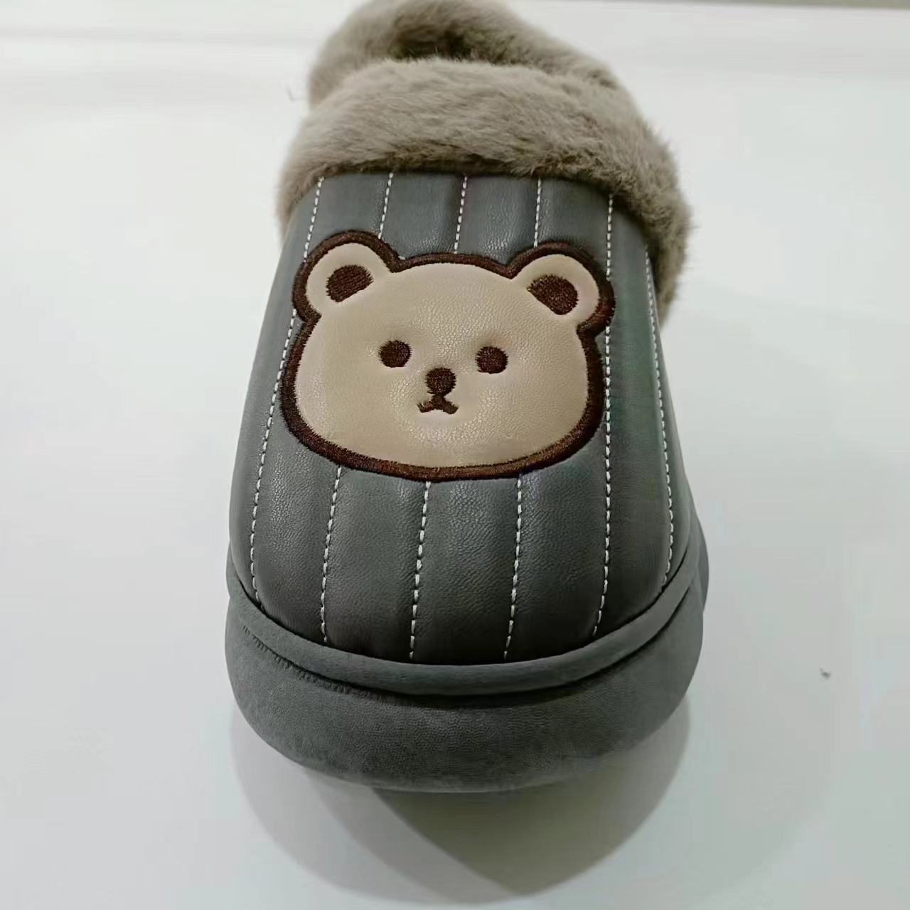 Waterproof Slippers Winter Indoor Home Cotton Shoes Non Slip Plush Cute Bear Men Slipper Shoes