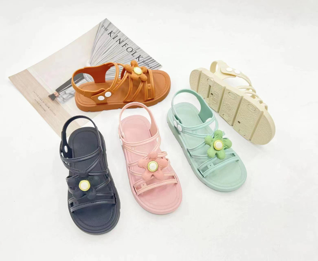 Summer Little Girls Sandals Flower Simple Cute Pink Green Children Sandals Toddler Baby Soft Casual School Girl Shoes