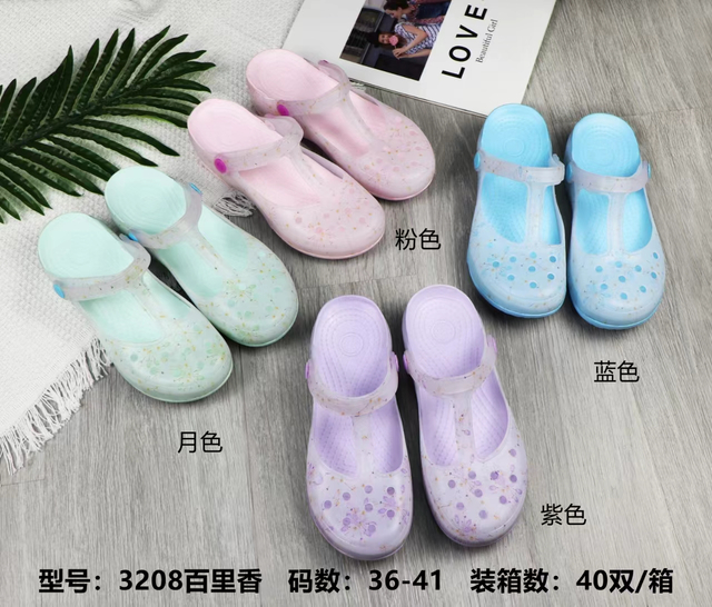 Customized Female Hole Shoes Flat Beach Sandals Women Printing Fashion Jelly Sandals
