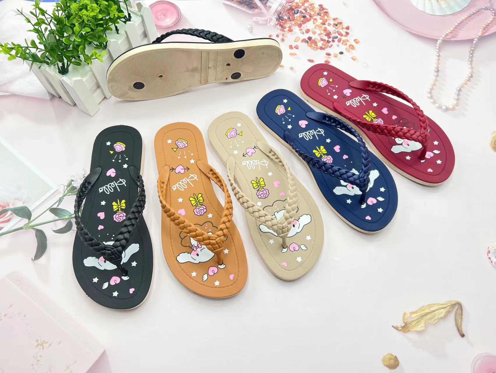  Ladies Pvc Cute Female Footwear Wedding Beach Women Slippers Flip Flops