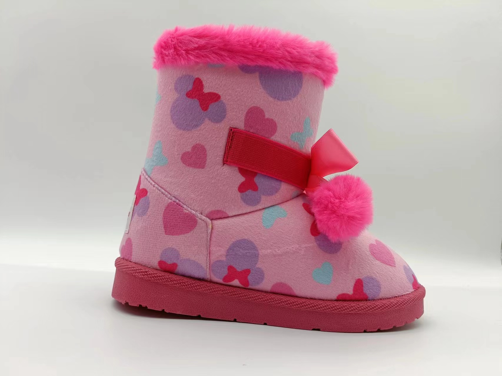 Winter Pink Thickened Kids Cotton Shoes Cartoon Minnie Girl Warm Snow Boots