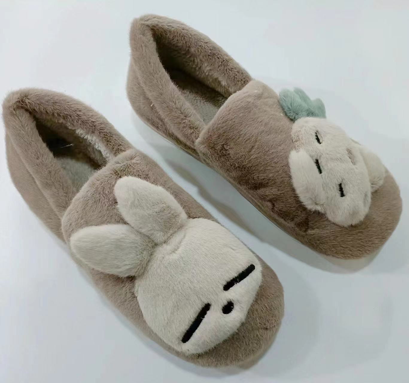 Winter Warmth Keeping Women's Wrap Heel Slippers Plush Cotton Shoes Lady Indoor Slippers
