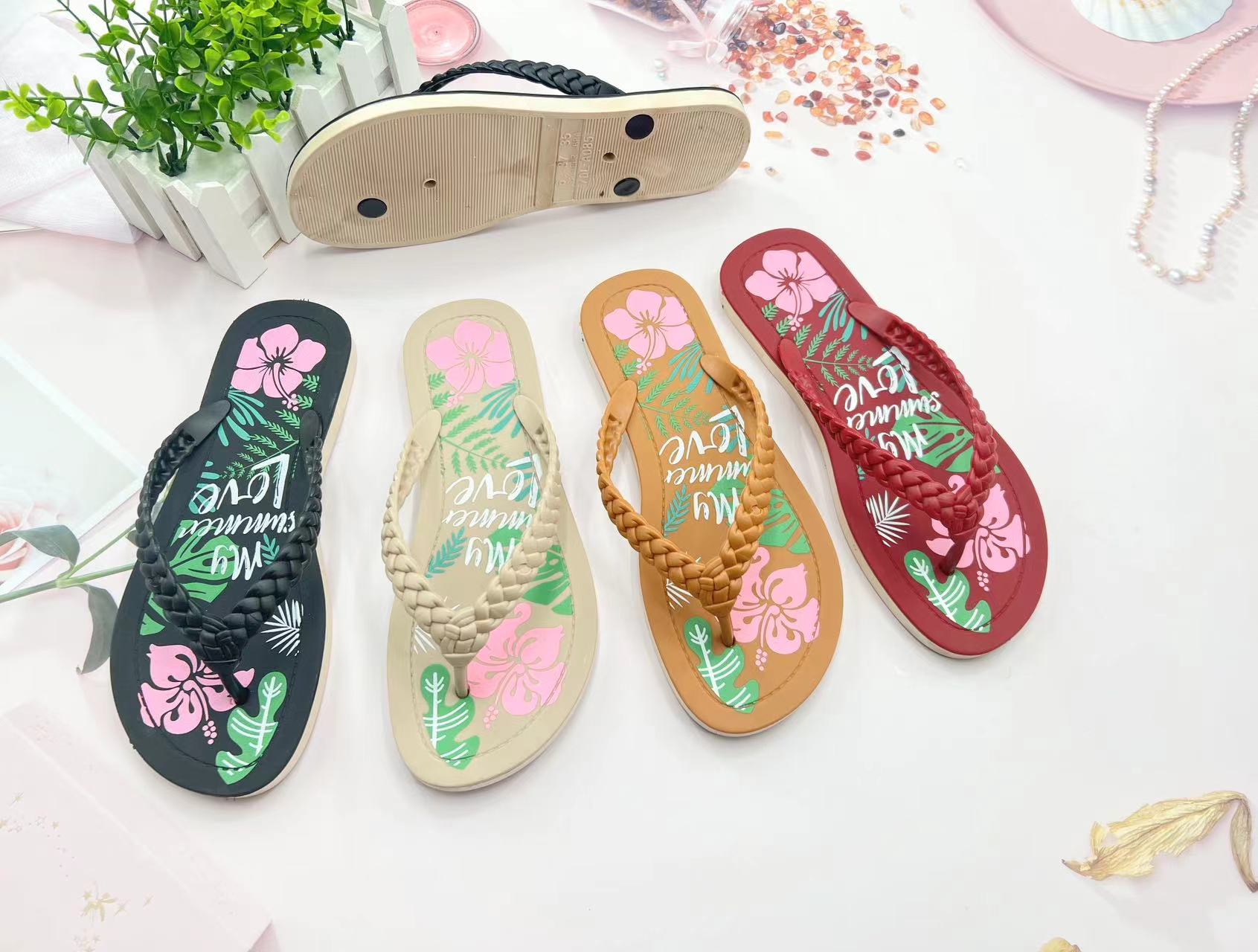  Ladies Pvc Cute Female Footwear Wedding Beach Women Slippers Flip Flops