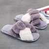Winter Home Slippers Shoes Ladies Cross Soft Plush Furry Female Open Toe Slides Women Warm Slippers