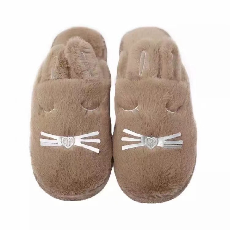 High-end Warm Winter Pink Fluffy Fuzzy Custom Women Home Bedroomh Slipper 