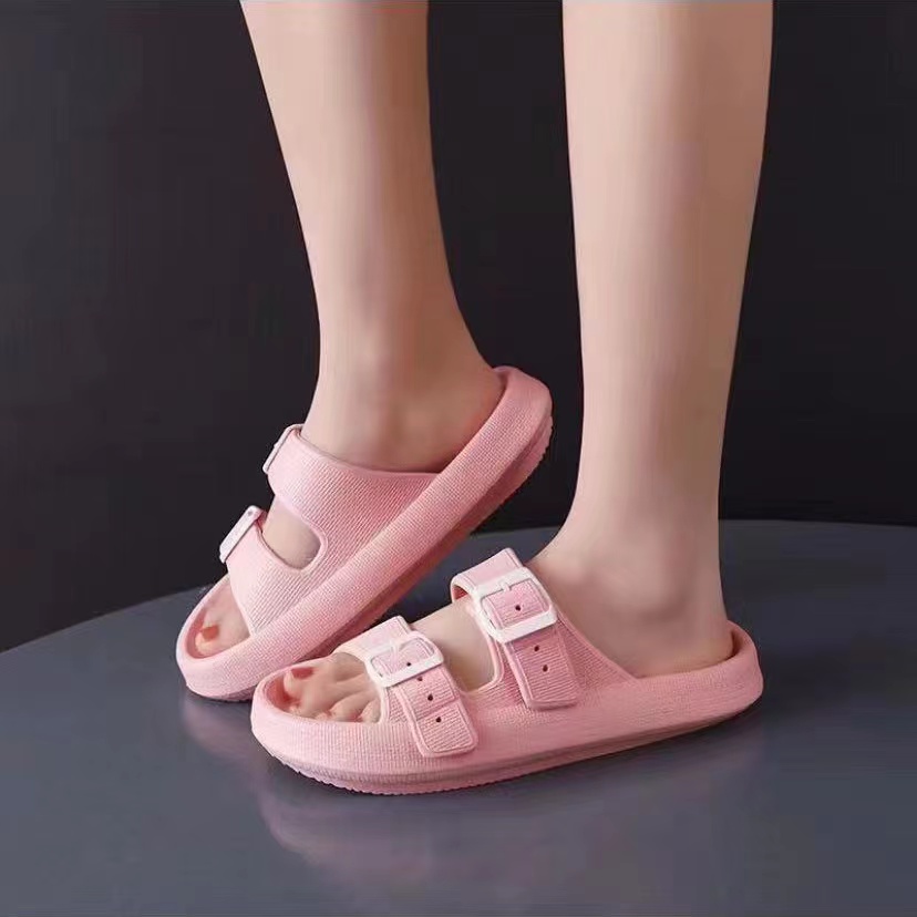 Anti-slip Women Men Sandals Summer Soft Thick Sole Pure Color Outdoor EVA Slippers