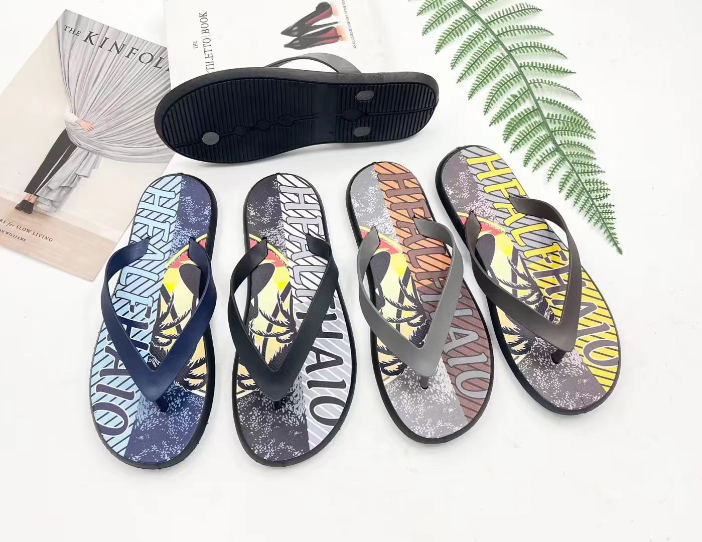 Custom Summer Beach Men Flip Flops PVC Home Slippers Men Print Flip Flops 