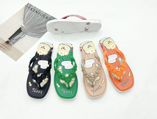 Women Fashion Summer Shoes Flip Flops Custom Ladies Slippers Sandals With Cartoon Pattern