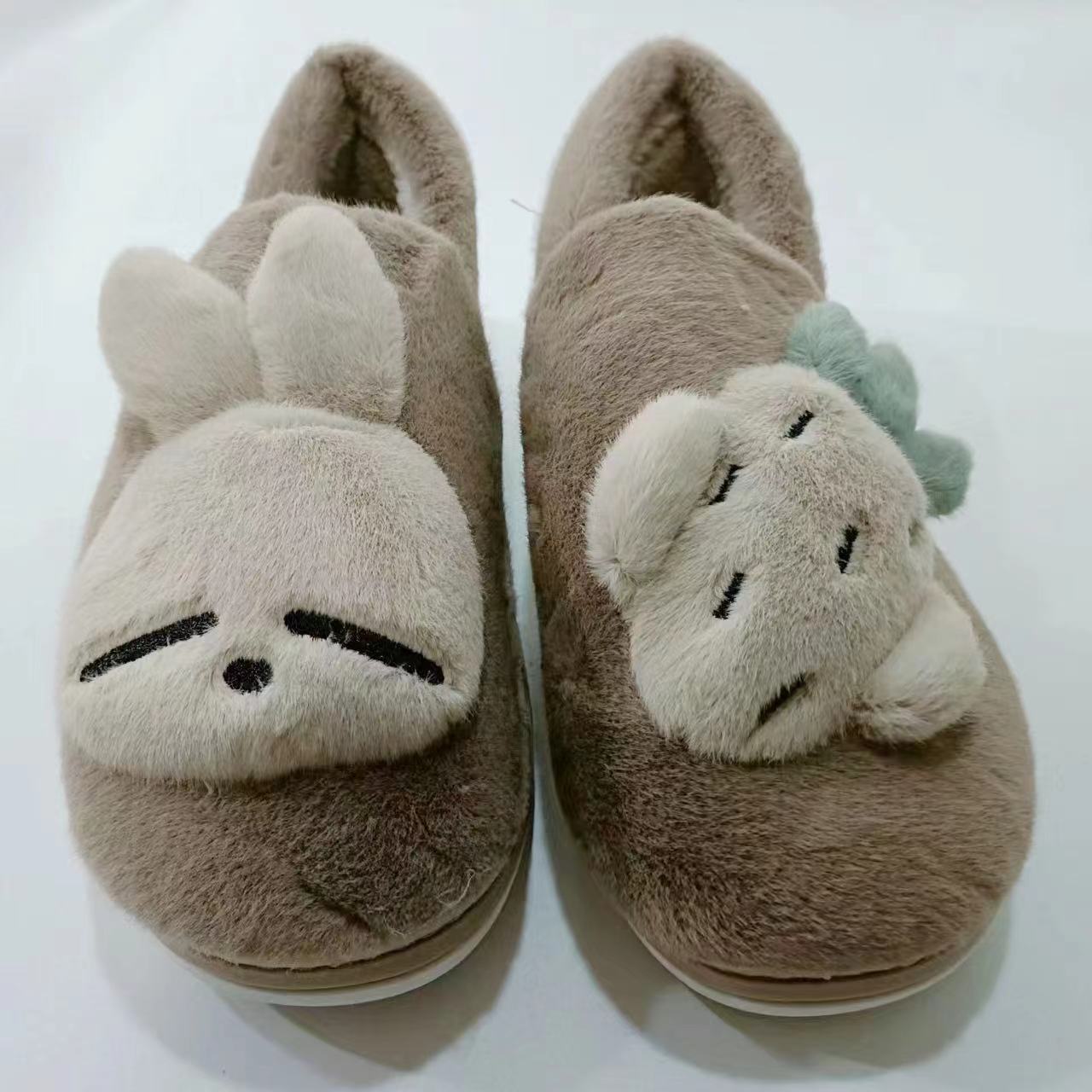 Winter Warmth Keeping Women's Wrap Heel Slippers Plush Cotton Shoes Lady Indoor Slippers