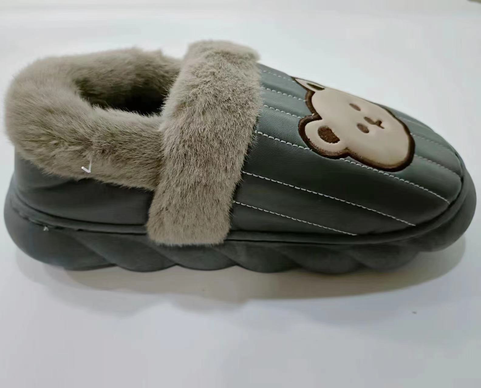 Waterproof Slippers Winter Indoor Home Cotton Shoes Non Slip Plush Cute Bear Men Slipper Shoes
