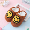 2022 Cute Smile Face Pattern Ladies Winter Indoor Flat Warm Happy Face House Slippers