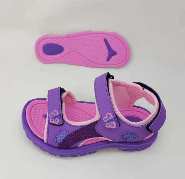 Baby Girls Pink Sandals Kids Sport Sandals Summer EVA Soft Beach Sandals with Butterfly Decoration