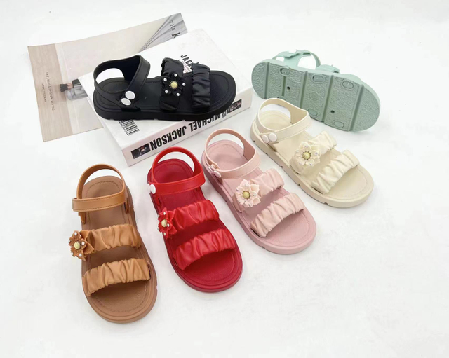 New Summer Baby Girls Fancy Sandals Flats Soft Bottom Open Toe Shoes With Flower Princess Girls Casual Beach Fashion Sandals