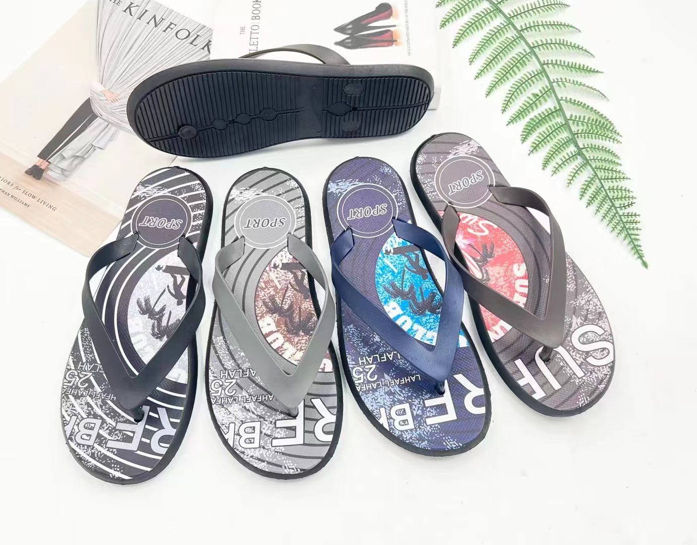 Custom Summer Beach Men Flip Flops PVC Home Slippers Men Print Flip Flops 