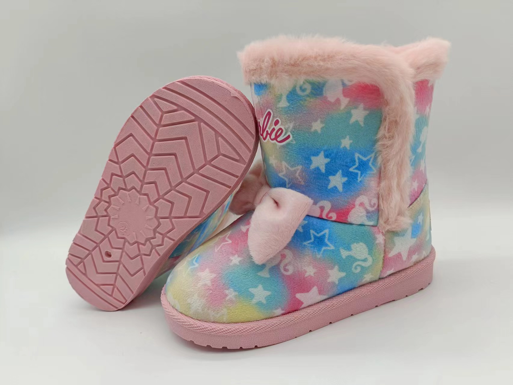 Winter Fashion Thickened Kids Cotton Shoes Cartoon Barbie Girl warm Snow Boots
