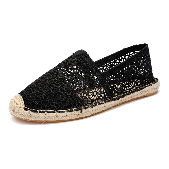 OEM&ODM Summer Espadrilles Lace Hollow Fisherman Shoes Female Flat Bottom Lazy Casual Women's Shoes