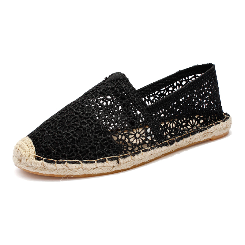 OEM&ODM Summer Espadrilles Lace Hollow Fisherman Shoes Female Flat Bottom Lazy Casual Women's Shoes