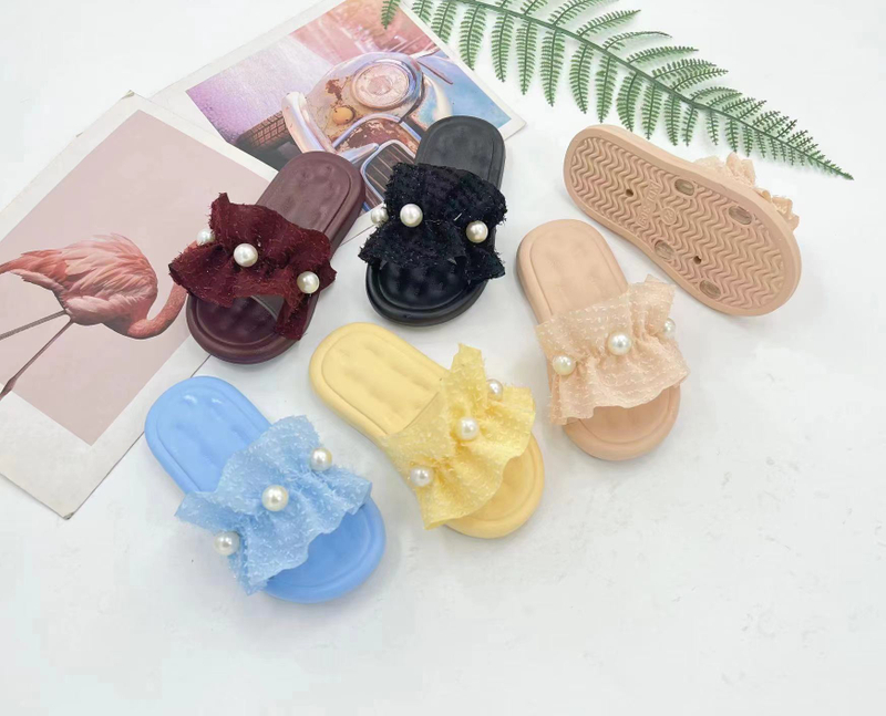 New Hot Sale Kids Shoes Fashion Trend Cheap Comfortable Slippers For Girls Outdoor Footwear with Pearl Accessories