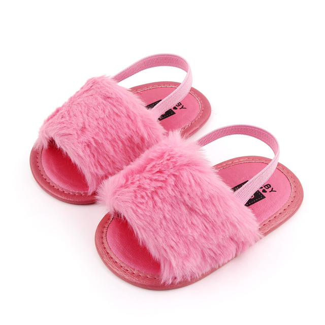 Customized Imitation Rabbit Hair Surface Children Sandals Super Soft Girl Sandals