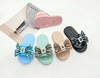 Customized Little Girls Summer Beach Shoes Flower Open Toe Flat Slippers 