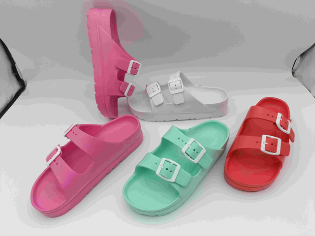 New Straps Open Toe Women Slippers EVA Wedge Buckle Slides Sandal Shoe