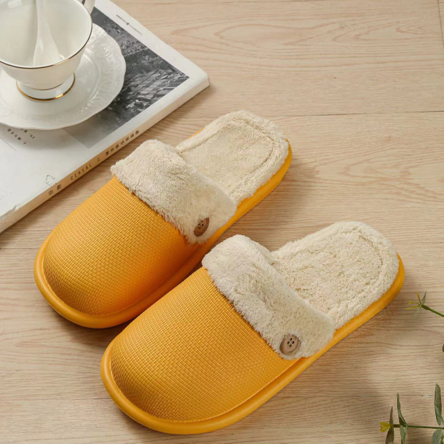 New Removable Cotton Fabric Lining Womens Men Home Winter Warm Non-slip Slippers Unisex Home Slipper