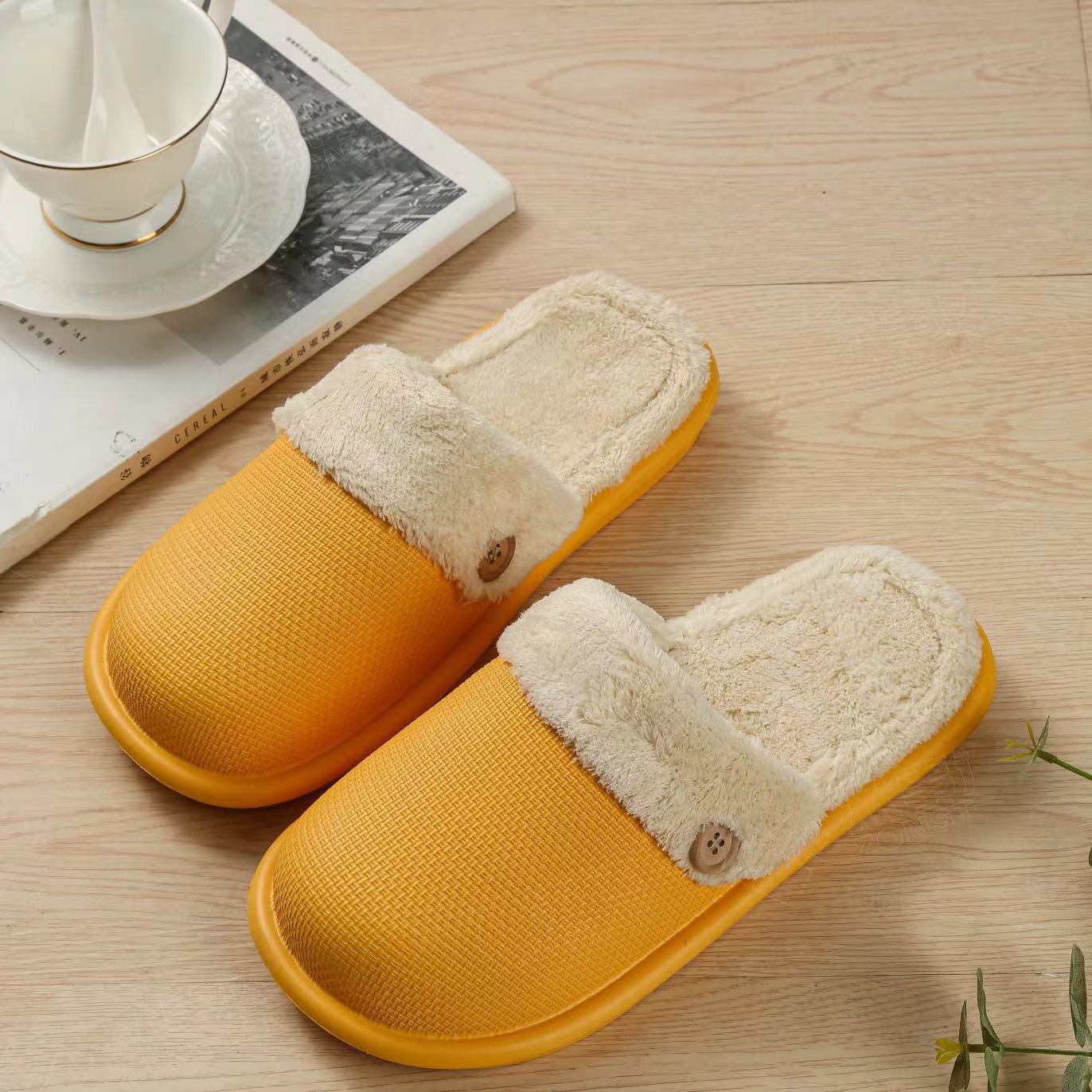 Custom Logo Home Removable Cotton Warm Slides Slippers Unisex Footwear EVA Winter Slipper For Men 