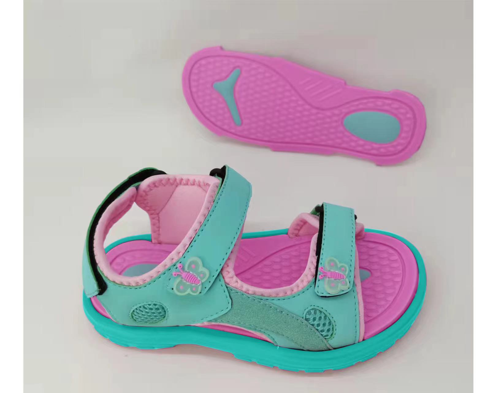 Baby Girls Pink Sandals Kids Sport Sandals Summer EVA Soft Beach Sandals with Butterfly Decoration