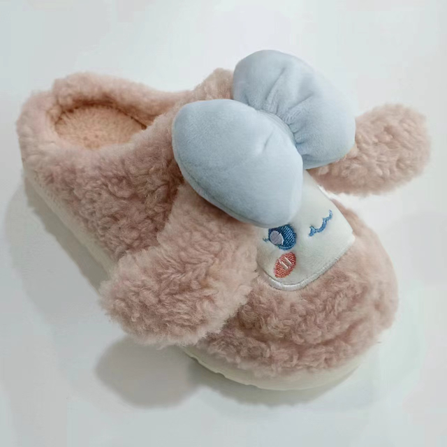 Cute Puppy Animal Women's Slippers Comfortable Soft Plush Winter Lady Warm Cotton Slippers
