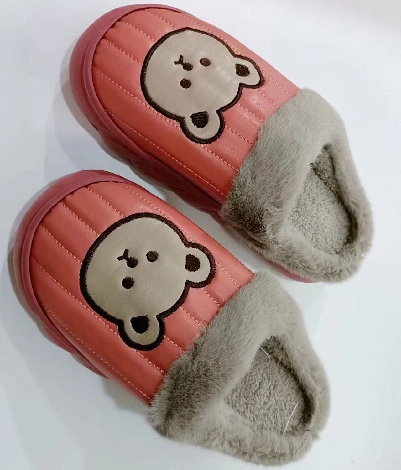 Winter Warm Women's Casual Bear Pattern Cotton Waterproof Indoor Slippers