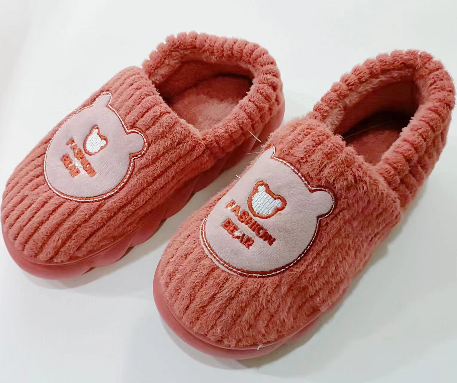 Lady Printed Short Plush Cotton House Winter Slippers For Girls 